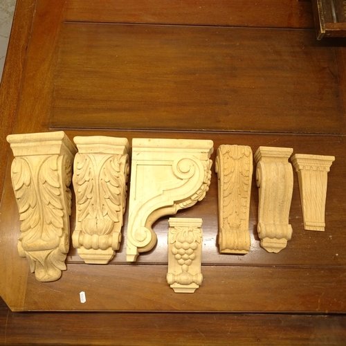 2666 - 7 various carved wood wall brackets, largest height 34cm, width 14cm