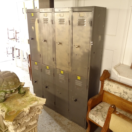 2668 - A Vintage industrial 8-door locker, W122cm, H70cm, D30cm