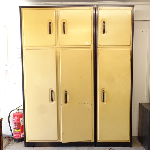 2672 - A mid-century 4-door metal locker, and matching 2-door locker
