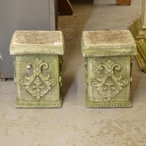 2678 - A pair of weathered concrete pedestals, W24cm, H31cm