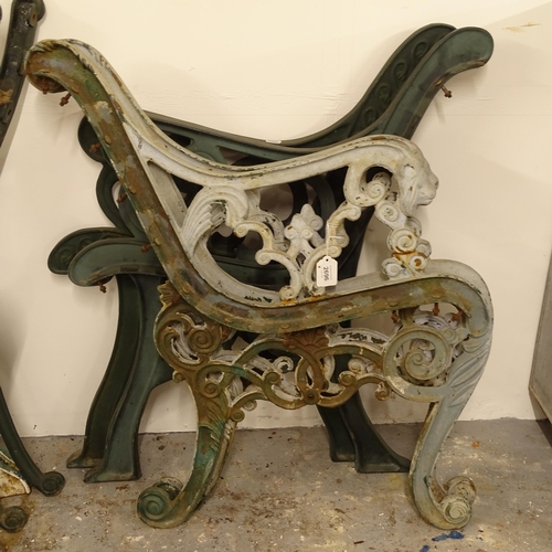 2696 - 2 pairs of cast-iron garden bench ends