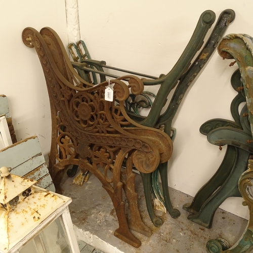 2697 - 3 pairs of cast-iron garden bench ends