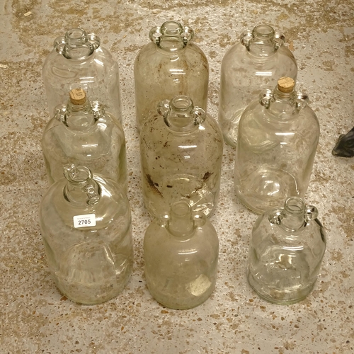 2705 - 9 glass demijohns