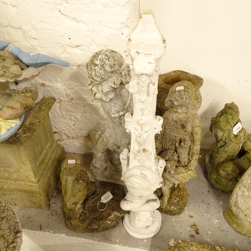 2707 - A group of weathered concrete garden statues and ornaments, to include 2 figures (5)