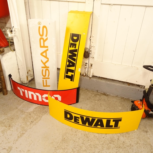 2725 - 4 metal advertising panels, for DeWalt, Tinico, and Fiskars (4)