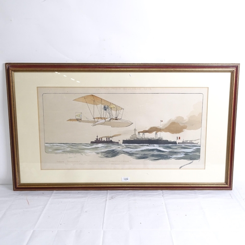 1258 - After Gamy, early lithograph, depicting aircraft and battleships, 