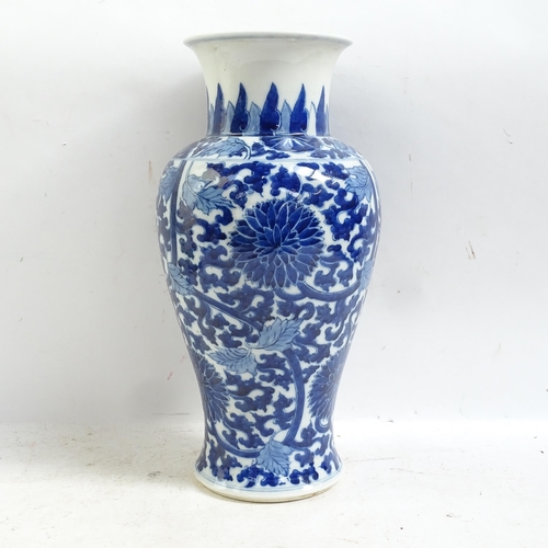 103 - A Chinese blue and white 'Chrysanthemum' baluster vase, height 35cm