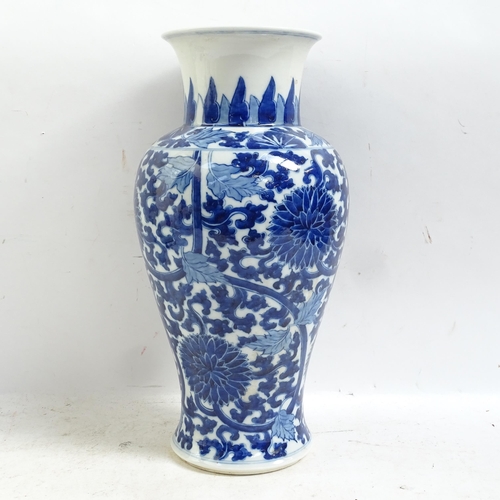 103 - A Chinese blue and white 'Chrysanthemum' baluster vase, height 35cm