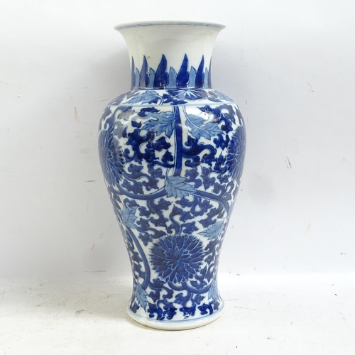 103 - A Chinese blue and white 'Chrysanthemum' baluster vase, height 35cm