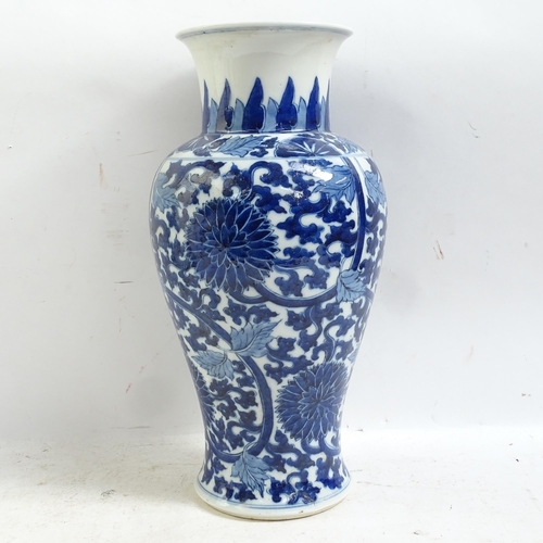 103 - A Chinese blue and white 'Chrysanthemum' baluster vase, height 35cm