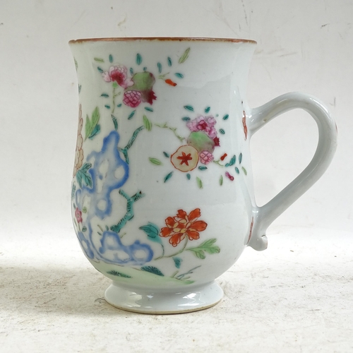 99 - A Chinese famille rose baluster tankard, hand painted and gilded chrysanthemum and crab decoration, ... 