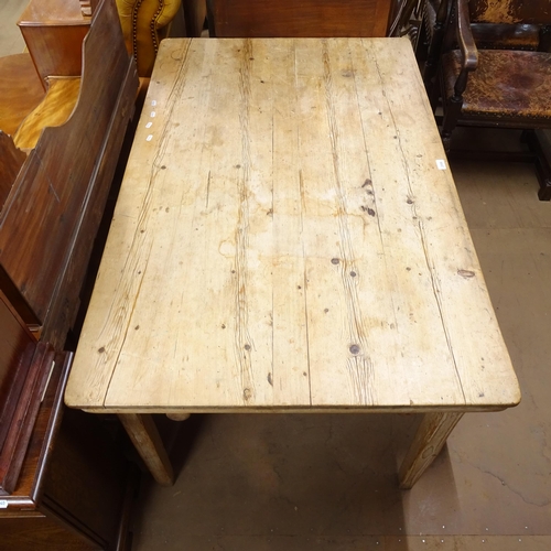 2006 - An Antique pine scrub-top kitchen table with end frieze drawer, W137cm, H75cm, D87cm