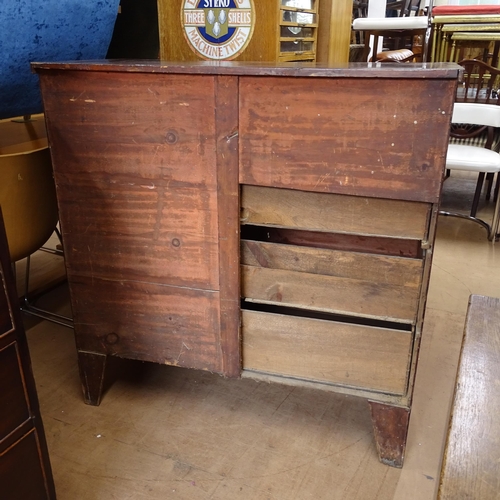 2141 - A 19th century mahogany 5-drawer chest with bracket feet, W102cm, H102cm, D45cm