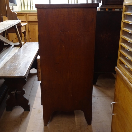 2141 - A 19th century mahogany 5-drawer chest with bracket feet, W102cm, H102cm, D45cm