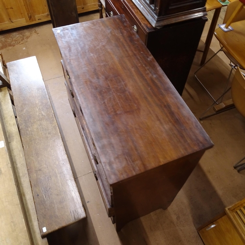 2141 - A 19th century mahogany 5-drawer chest with bracket feet, W102cm, H102cm, D45cm