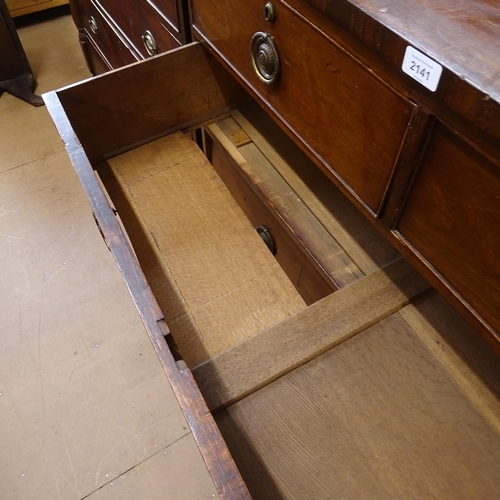 2141 - A 19th century mahogany 5-drawer chest with bracket feet, W102cm, H102cm, D45cm