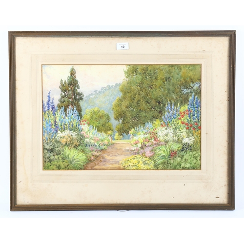 10 - Hilda Mary Sides (born 1871), watercolour, the Long Walk, Wyastone, Monmouth, signed, 34cm x 51cm, f... 