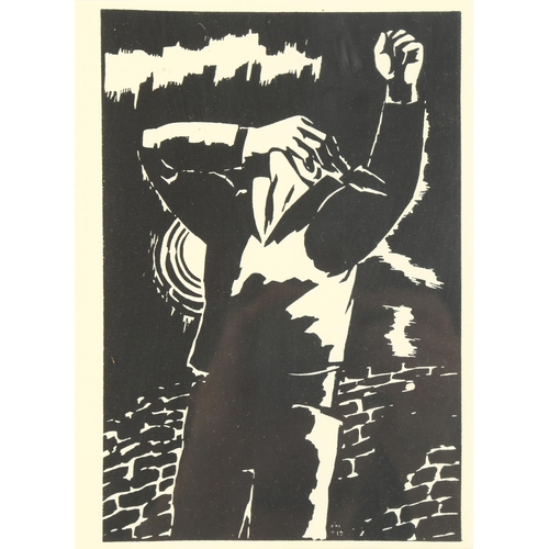 101 - Frans Masereel, woodcut print, despair, 1931, image 20cm x 13cm, framed