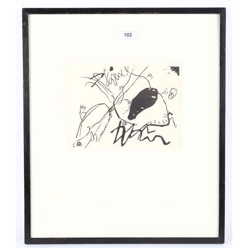 102 - Wassily Kandinsky, woodcut print, schwartzer fleck (black spot), second lifetime impression publishe... 