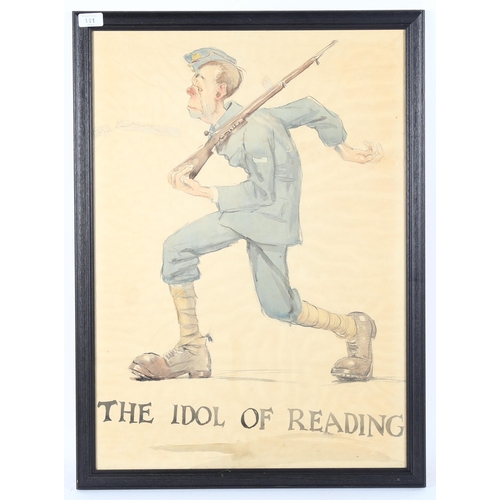 111 - Bruce Bairnsfather, original First War Period watercolour, the Idol of Reading, unsigned, 70cm x 50c... 