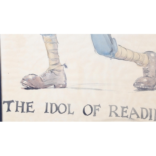 111 - Bruce Bairnsfather, original First War Period watercolour, the Idol of Reading, unsigned, 70cm x 50c... 