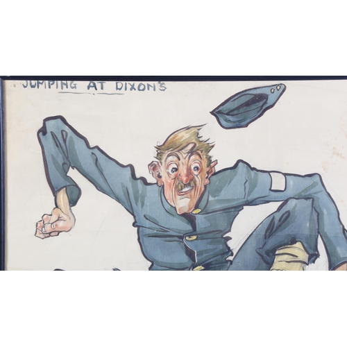 112 - Bruce Bairnsfather, original First War Period watercolour, Jumping at Dixon's, unsigned, 74cm x 55cm... 