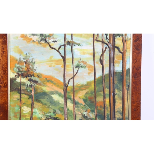 114 - Mid-20th century French School oil on board, landscape, indistinctly signed, dated '62, 55cm x 30cm,... 