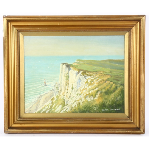 117 - Norman Wilkinson, oil on board, Beachy Head, signed, 35cm x 45cm, framed