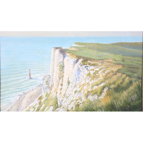 117 - Norman Wilkinson, oil on board, Beachy Head, signed, 35cm x 45cm, framed