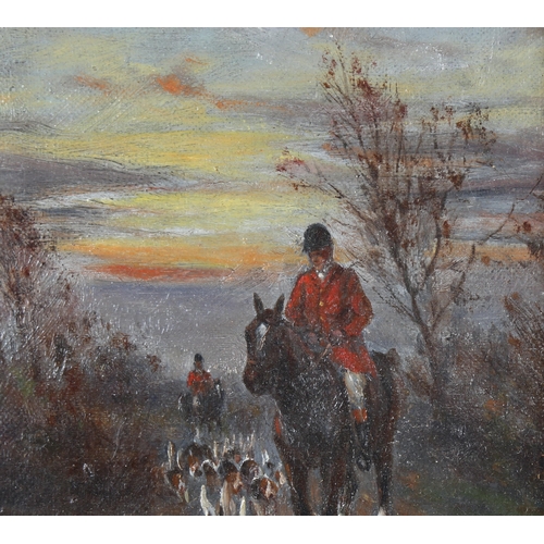 119 - Martin Howard, early 20th century oil on canvas, huntsmen and hounds, signed, 20cm x 15cm, framed