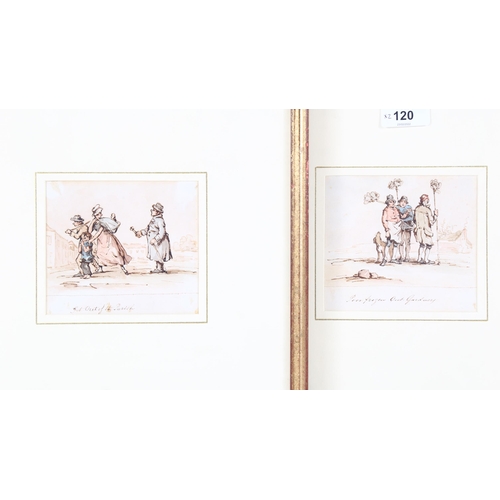 120 - Paul Sandby (circa 1730 - 1809), pair of ink and watercolour caricature sketches, unsigned, Abbott &... 