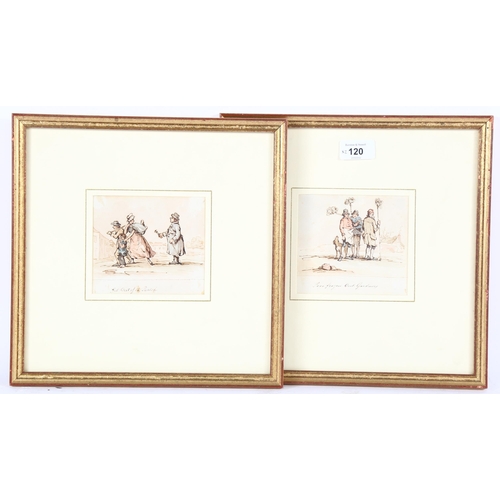 120 - Paul Sandby (circa 1730 - 1809), pair of ink and watercolour caricature sketches, unsigned, Abbott &... 