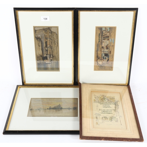 134 - After James Whistler, a group of 4 lithographs including scenes in Venice, framed (4)