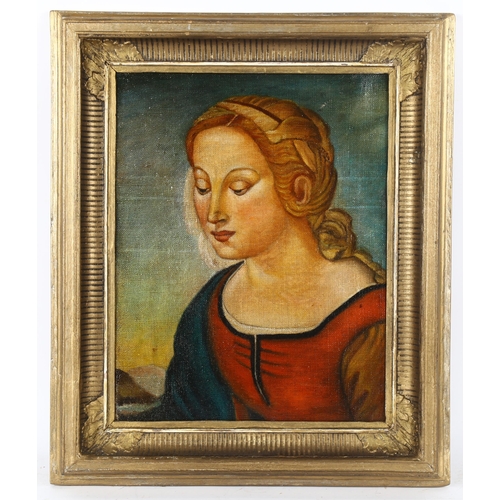 135 - After Raphael, early 20th century oil on canvas, portrait, 40cm x 31cm, framed