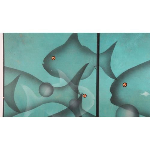 138 - Nelson the Artist (Australian), triptych of oils on board, marine life, 59cm x 30cm each