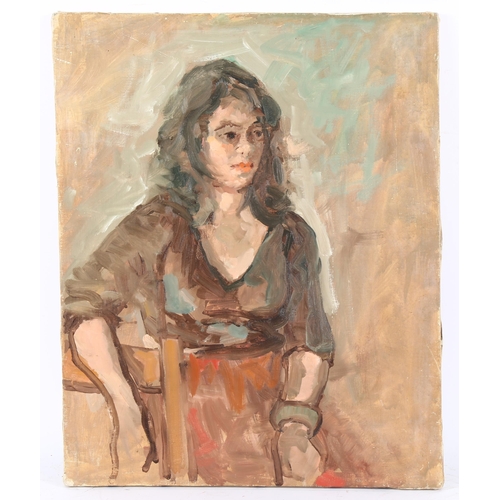 139 - Mid-20th century oil on canvas, portrait of a girl, unsigned, 53cm x 43cm, unframed