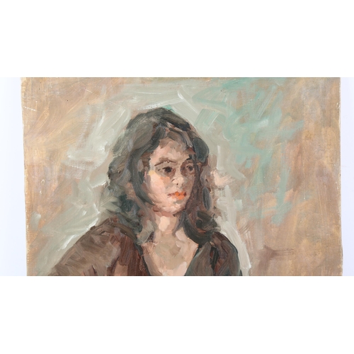 139 - Mid-20th century oil on canvas, portrait of a girl, unsigned, 53cm x 43cm, unframed