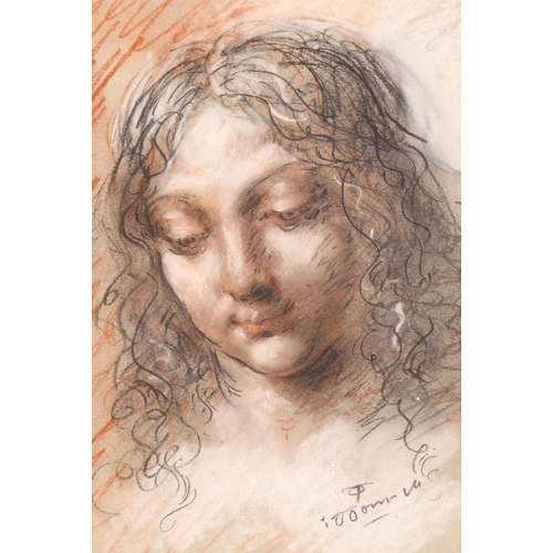 142 - Thomas O'Donnell (1944 - 2020), charcoal/pastel Classical portrait, signed, 30cm x 20cm, framed