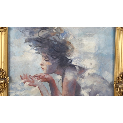 151 - S Preston, oil on board, portrait of a girl, signed, 50cm x 40cm, framed