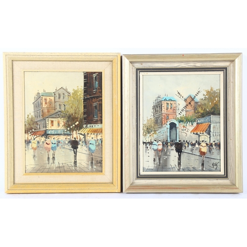 154 - Antonio Devity (1901 - 1993), pair of oils on canvas, Parisian scenes, 27cm x 21cm, framed