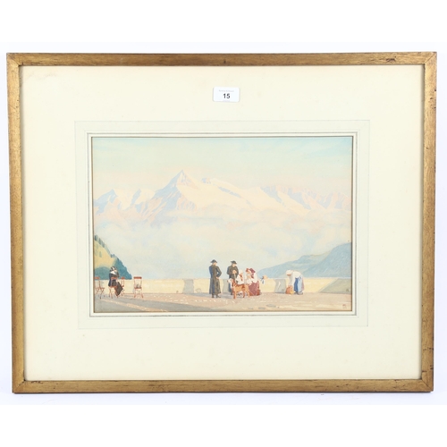 15 - Charles March Gere (1869 - 1957), watercolour, Simplon Kulm, signed with monogram, dated 1923, RSW E... 