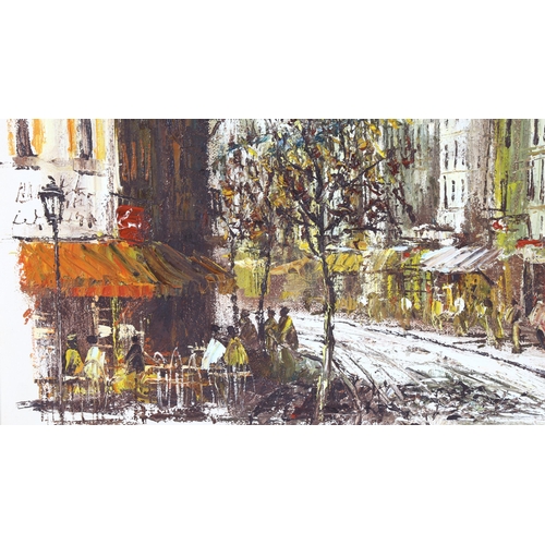 156 - John Bampfield, oil on canvas, Parisian scene, signed, 50cm x 75cm, framed