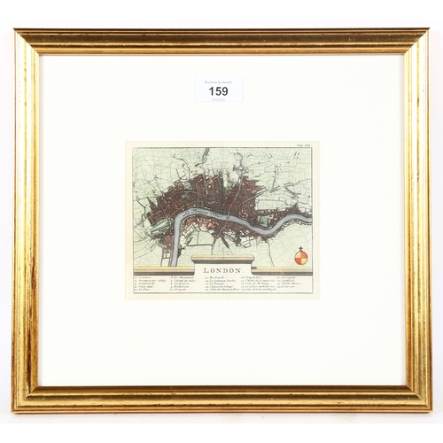 159 - Pieter Van De Aa, hand coloured engraving map of London, from James Beverell's 