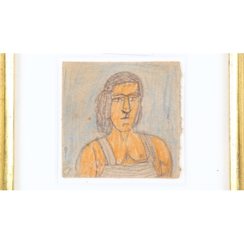 163 - Nikifor (1895 - 1968), crayon drawing, Heisse Tage, 8cm x 8cm, gallery label verso, framed