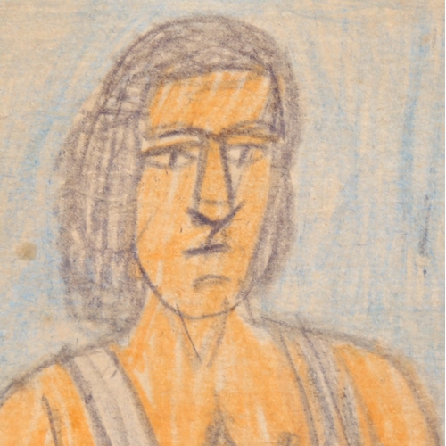 163 - Nikifor (1895 - 1968), crayon drawing, Heisse Tage, 8cm x 8cm, gallery label verso, framed