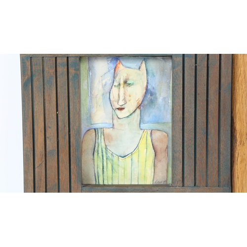 168 - Mana Lagereholm (1946 - 2001), 2 watercolours, modernist figures, largest 21cm x 15cm, framed (2)