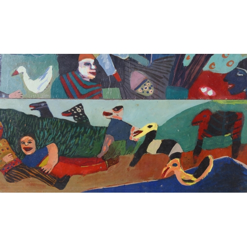 172 - Mana Lagereholm (1946 - 2001), oil on board, modernist composition, 47cm x 45cm, framed