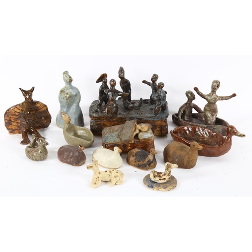 174 - Mana Lagereholm (1946 - 2001), collection of Studio pottery figures, largest height 25cm