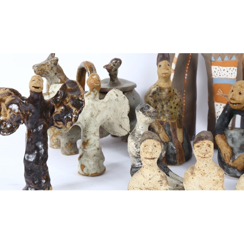 175 - Mana Lagereholm (1946 - 2001), collection of Studio pottery figures, largest height 25cm