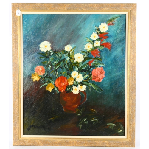 178 - Manuel Quintanilla (born 1924), oil on canvas, still life, dated 1981 verso, 95cm x 80cm, framed